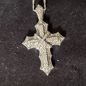 Sterling Silver Diamond Cross Pendant